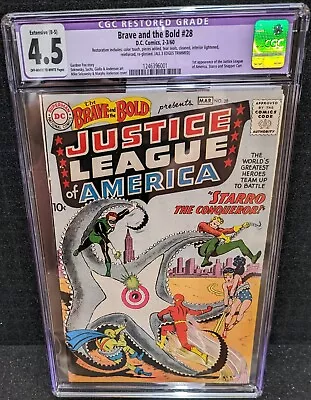 1960 Brave And The Bold 28 CGC 4.5 Restored 1st JUSTICE LEAGUE OF AMERICA • $2100
