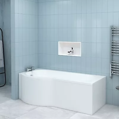 1600 X 850mm P-Shaped Left Hand Shower Bath White Bathtub With Front Panel • £149.99