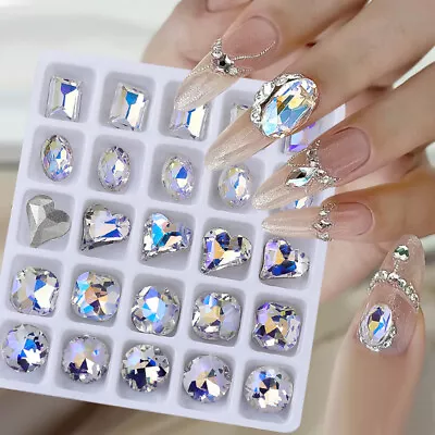 25pcs Mixed Shape Nail Art Rhinestone Flash Stone DIY 3D Manicure Decorations • $2.08