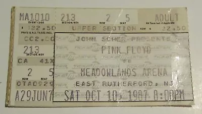 1987 Oct 10 PINK FLOYD Concert Ticket Stub VG 4.0 Meadowlands NJ • $42.57