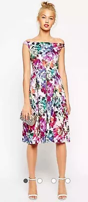 $35 • Buy ASOS Floral Fit & Flare Wedding Cocktail Occasion Dress Size 14