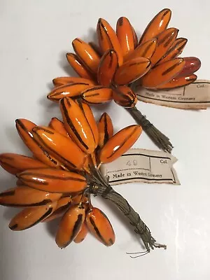 Vtg 2 Millinery Trim Orange Hat Fruit Wire Bundles Flower West Germany NOS 1940s • $22