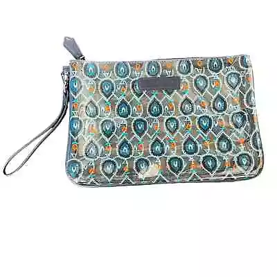 Vera Bradley Spade Cosmetic Case Wristlet Clear Vinyl Blue Print Large Size • $18