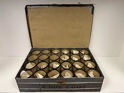 Vintage Metal Egg Carrier Crate For 2 Dozen Eggs W/ Carboard Inserts • $49.99