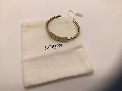 Womens J. Crew Gold Tone Bangle Bracelet With White Stones W/dust Cover • $7.99