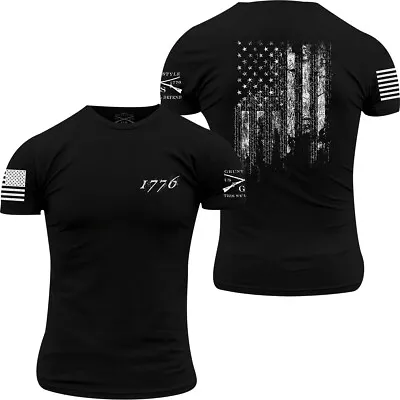Grunt Style 1776 Flag Crewneck T-Shirt - Black • $27.99