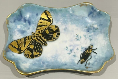 VERY RARE AYNSLEY LUSTRE WARE BUTTERFLY & INSECT DECORATED DISH - C.1920's. • £55