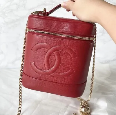 Chanel Vintage Timeless Vanity Bag In Red Caviar RARE • $1875