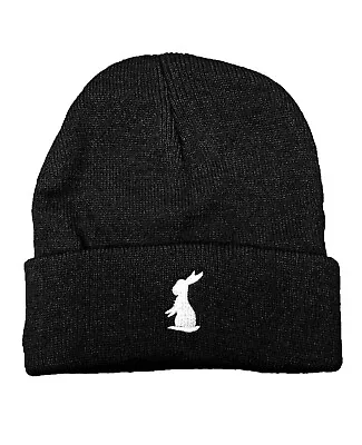  Follow The White Rabbit...  Black Beanie Skull Cap - Goth/Skate/Punk/Matrix • $10.49