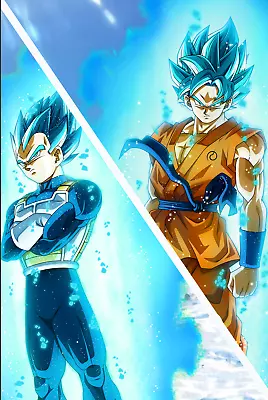 Dragon Ball Super Poster Goku And Vegeta SSJ Blue 18inx12 In Free Shipping • $9.95