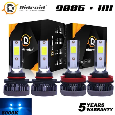 8000K Blue 9005 H11 Combo High + Low Beam 240W 52000LM LED Headlight Bulb Kit • $14.98