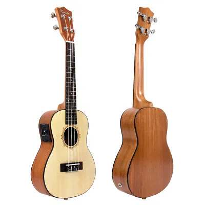 $73.99 • Buy Top Spruce Electric Acoustic Concert Ukulele Hawaii Guitar 18 Fret 23 Inch