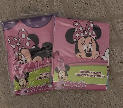 Pair Of Disney Minnie Mouse Bowtique Window Curtain Valances 50  X 16  • $16.99