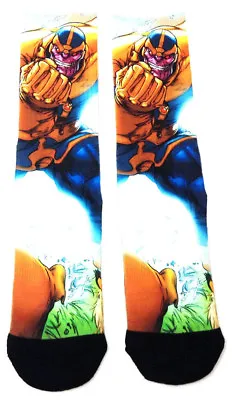 Marvel Comics Thanos Avengers Infinity War Sublimated All Over Print Crew Socks • $7.95