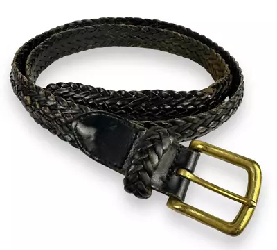 Coach Men's Belt  36  Braided Leather Basketweave Black Made In Turkey No. 3863 • $25.19