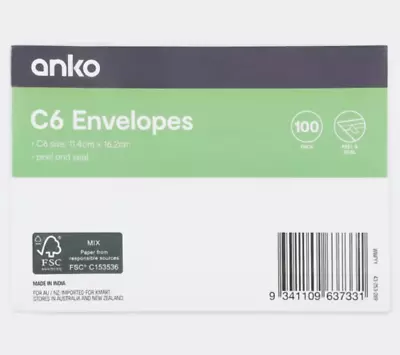 100 Pack C6 Peel And Seal Envelopes - White Peel And Seal • $5.57