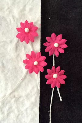 20 Flowers Fuchsia Hot Pink Daisy Tiny Flower Miniatures Dolls Mulberry Paper • $2.19