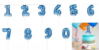 Blue Balloon Mini Foil Cake Toppers 0-9 You Choose From Menu Cake Decorations • $3.99