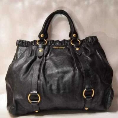 $217 • Buy [Good Product] Miu Miu Vitello Lux Used Leather Black 2way Women's FROM JAPAN