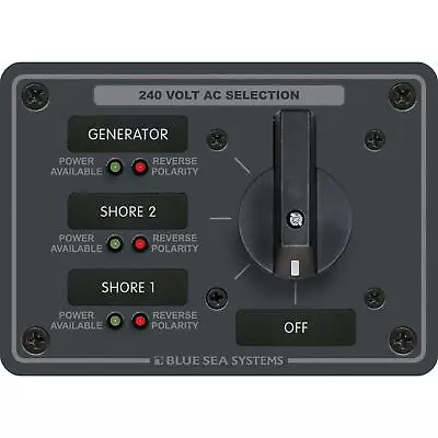 Blue Sea 8361 Marine AC Rotary Switch Panel 65 Ampere 3 Positions + OFF 3 Pole • $507.98