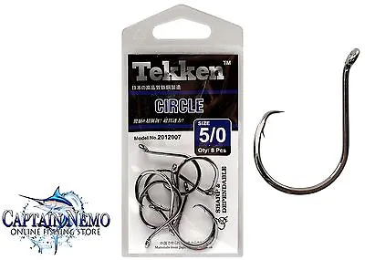 $6.95 • Buy Tekken Circle Fishing Hooks Size: 5/0 Qty: 8pcs Chemically Sharpened 201200750
