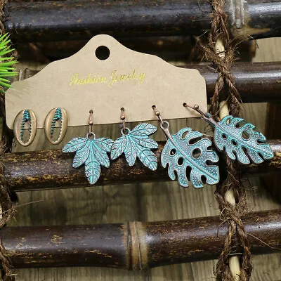 $5.05 • Buy Boho Vintage Blue Turquoises Earrings Set Women Indian Flower Ethnic Pendientes