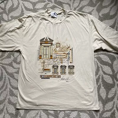 The National Trust White Cream Print One Size Cotton T Shirt | Made In England • £9.95