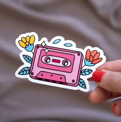 Retro Cassette Sticker 90's 80's Glossy Vinyl Sticker Music Tape Flower • $5.95