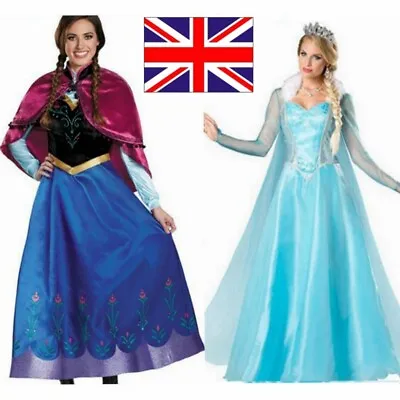 Book Week Women Frozen Princes Elsa Anna Queen Adult Fancy Dress Costume Cosplay • £19.93