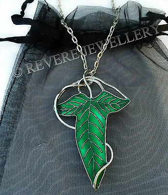 Elven Leaf Brooch Necklace Green Hobbit LOTR Lord Of The Rings Lorien Enamel • £7.99