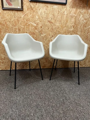 £60 • Buy Robin Day Hille 1967 Polypropylene Armchair Desk Chair Pair Retro Cream Beige X2