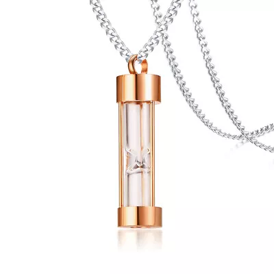 24  Hourglass Cylinder Pendant Men Necklace Ash Urn Cremation Memorial Container • $12.99