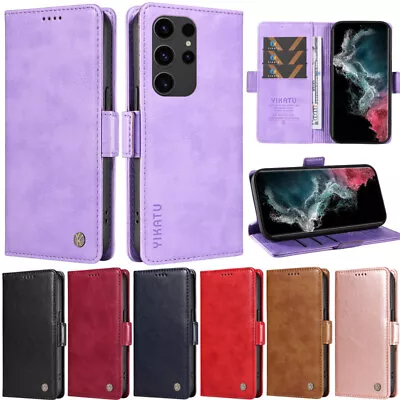 Retro Wallet Leather Flip Case Cover For Samsung S24 S23 S22 S21 S20 S10 S9 S8+ • $16.82