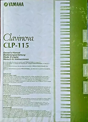 Yamaha CLP-115 Clavinova Digital Piano Keyboard Original User's Owner's Manual. • $50.94