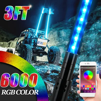 3ft RGB LED Antenna Whip Light Flag For Can-Am Maverick X3 UTV ATV Accessories • $59.99