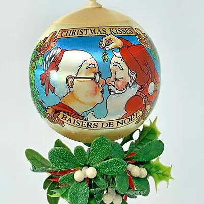 Christmas Mistletoe Kissing Ball Mrs. And Santa Claus / Satin Signed Ornament • $12.99