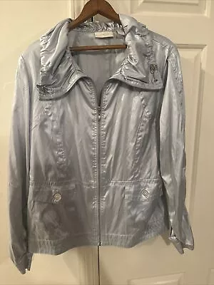 Womens Chico's Silver Lightweight Windbreaker Fashion Jacket  Size 2 • $19.99