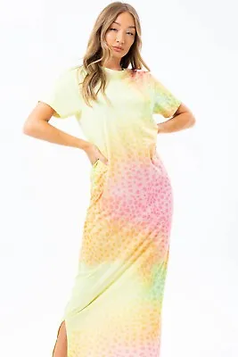 1 X Womans HYPE Rainbow Dalmatian Print Maxi T-Shirt Summer Dress #165 • £8.90
