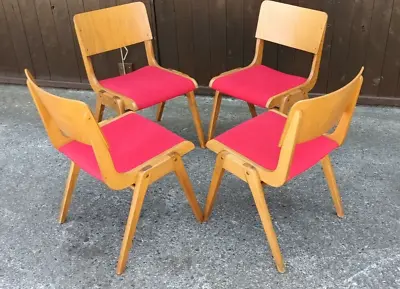 4x Stacking Designer Dining Room Chairs Chair Vintage Plywood 60er • $196.78