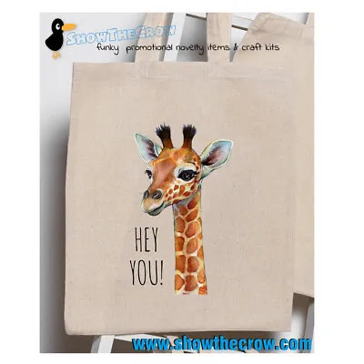 £2.79 • Buy  Hey You! Giraffe  100% Premium Cotton Tote Bag, Zoo, Birthday Gift, Shoppers...
