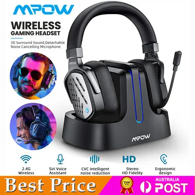 $117.88 • Buy Mpow Wireless Gaming Headphones PS5/PS4/PC Surround Sound Headset & Base Station