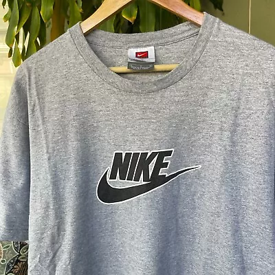 Vintage Y2K Nike Team Swoosh T Shirt Gray Size Large Essential Spellout • $20