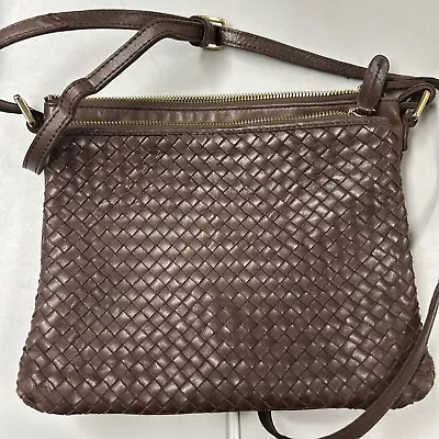 Margot Brown Soft Woven Leather Crossbody Bag Purse Adjustable Strap Handbag • $19.99