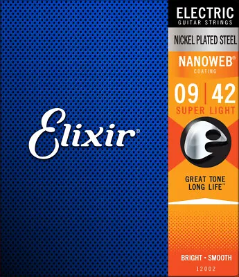 Elixir 12002 Nanoweb Electric Super Light 9-42 Electric Guitar Strings • $21.95