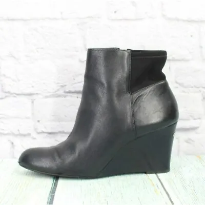 Michael Kors Women's Black Leather Side Zipper Wedge Ankle Booties Size 10 M • $47.20