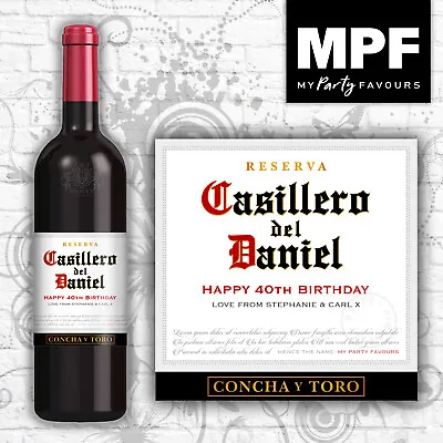 £3 • Buy Personalised Birthday Wine Bottle Label - Casillero Del Diablo Style