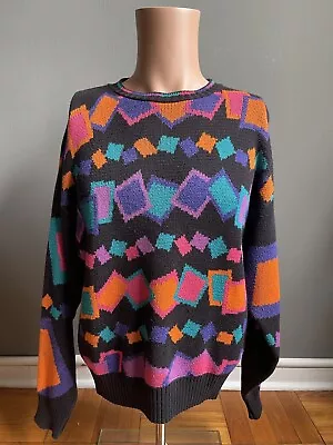 Vintage HEAD Retro 80s 90s Neon Ski Sweater Women's Size Medium Made In USA • $30