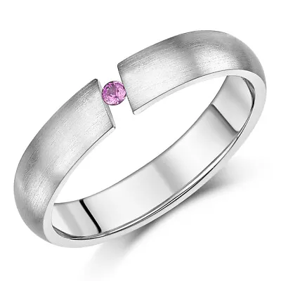 4.5mm Titanium Pink Sapphire Engagement Ring Tension Set Wedding Ring • $33.56