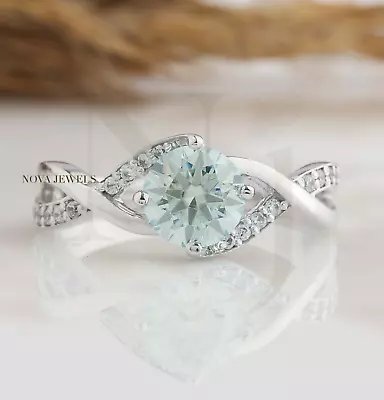 1.49 Ct Ice Blue Moissanite Anniversary Ring Freeform Shank 925 Silver Ring 7 US • $14.99