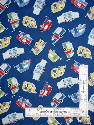 Camper Fabric Camp Trailer Travel Camping Cotton Timeless Treasures C5575 Yard • $11.48